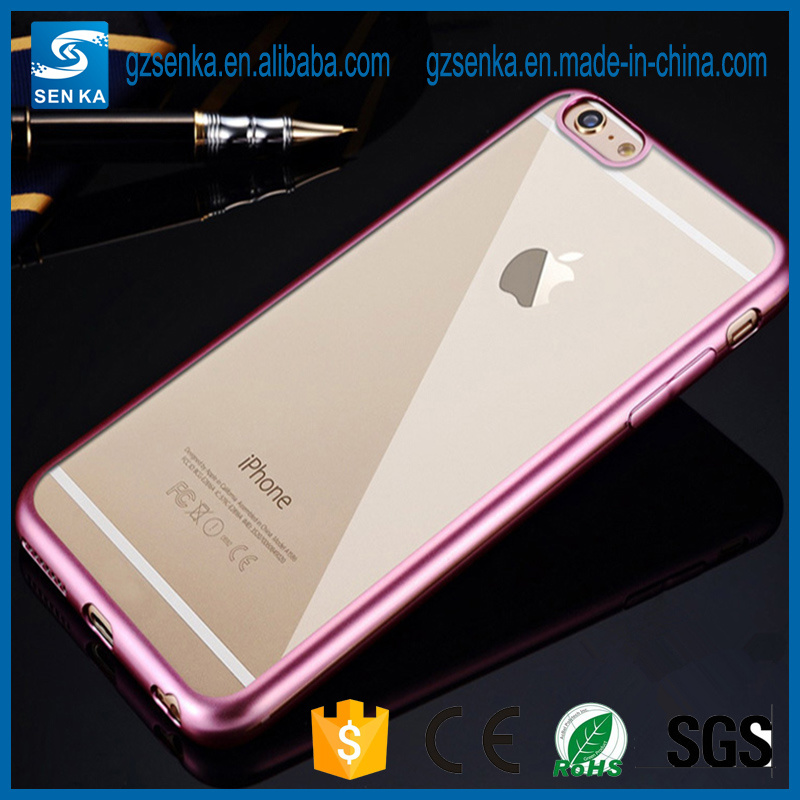 Transparent Crystal Clear Back Panel Plating TPU Bumper Mobile Cover for iPhone 5s