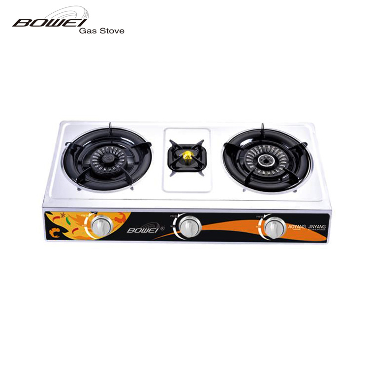 Kitchen Casting Iron Gas Burner 3 Burners Tabletop Table Gas Stove