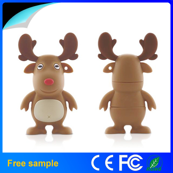 Christmas Decoration Soft PVC Sleigh Milu Deer USB Disk Reindeer USB Flash Drive