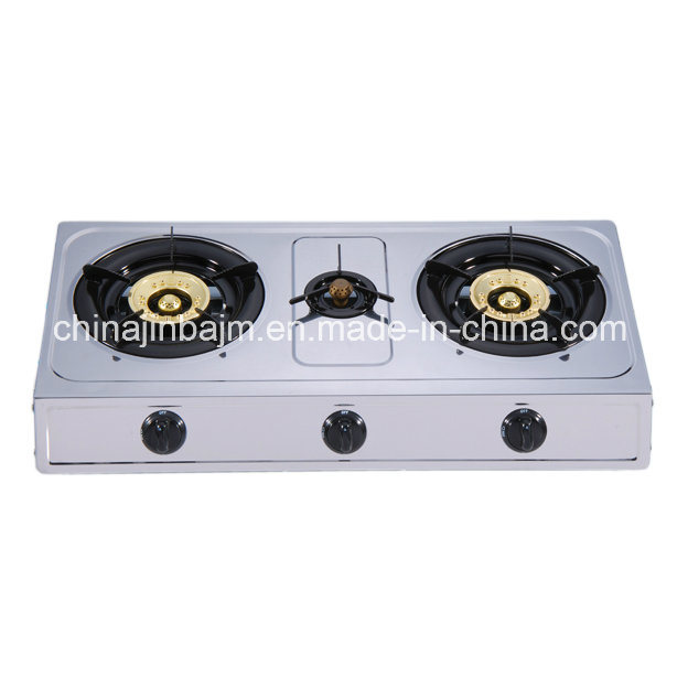3 Burners Stainless Steel 710mm Length 100 Iron Steel Cap Gas Cooker/Gas Stove
