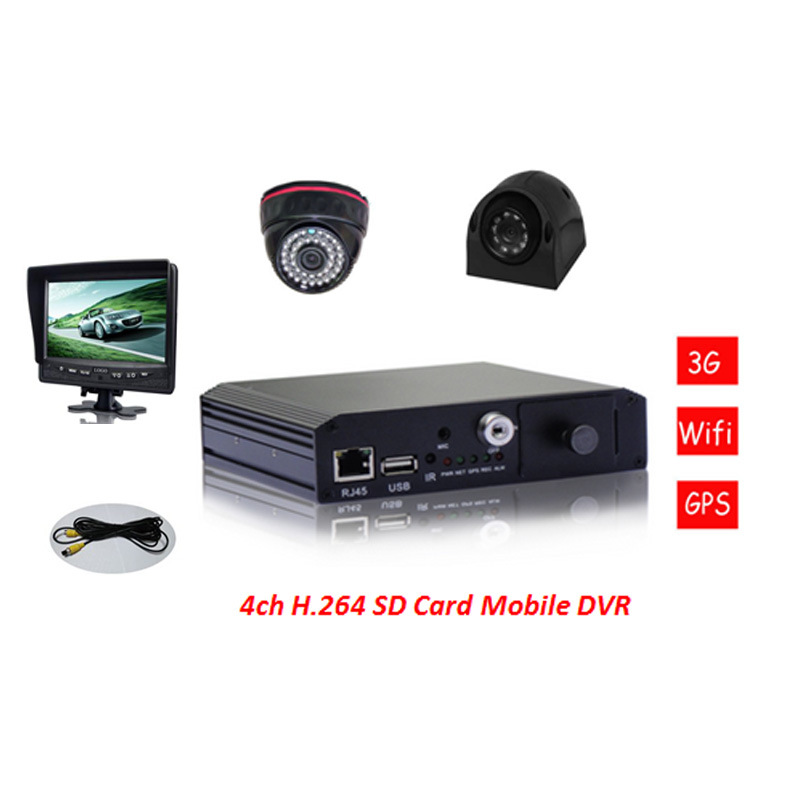 Security Linux GPS 3G SD Mobile DVR 4CH & Vehicle Bus Surveillance System