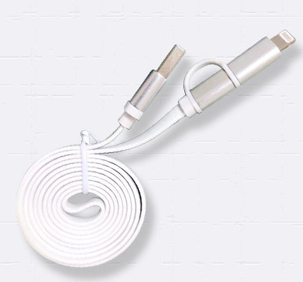 Lightning Cable with 2 in 1 Head for iPhone and Micro