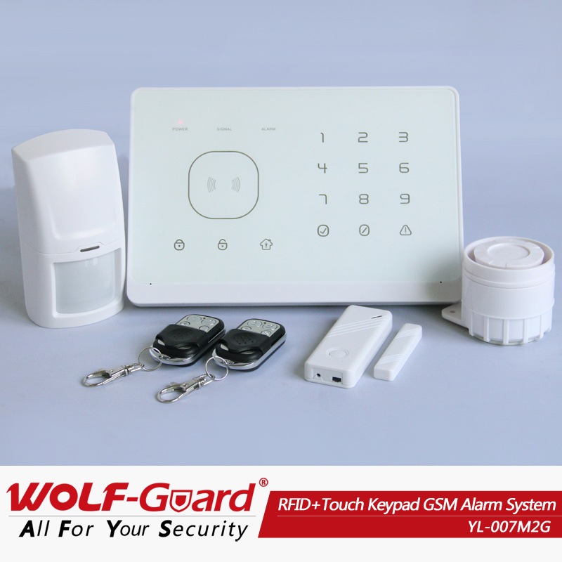 Home Appliance! Quadband Wireless Control Touch Screen Wireless Alarm System with LCD Display and Touch Keypad (YL007M2G)