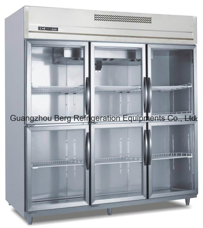 Stainless Steel Commercial Glass Door Refrigerator for Beverage and Drink