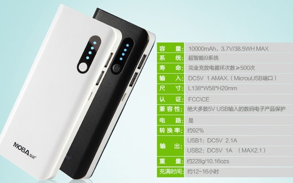 Power Bank 12000mAh with CE, RoHS, FCC Certificate Portable Power Bank 20000mAh for All Mobile Phones