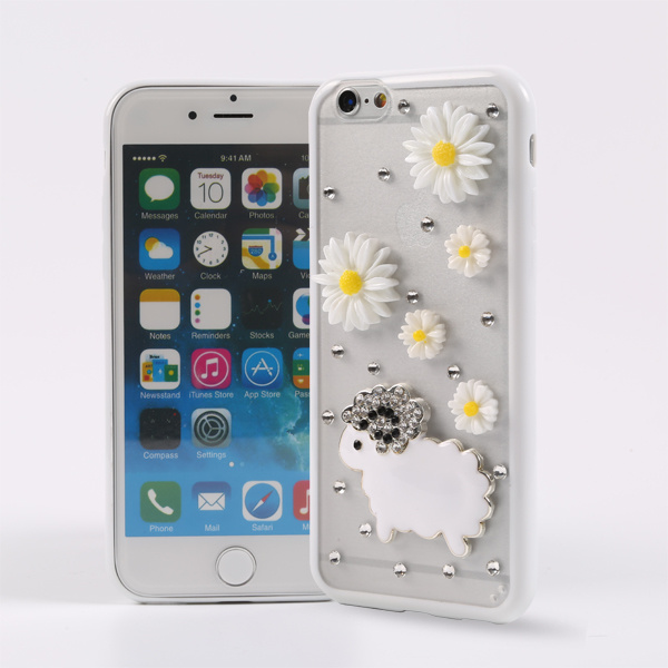 White Flower Crystal Rhinestone Diamond Cell Phone Case Cover for iPhone