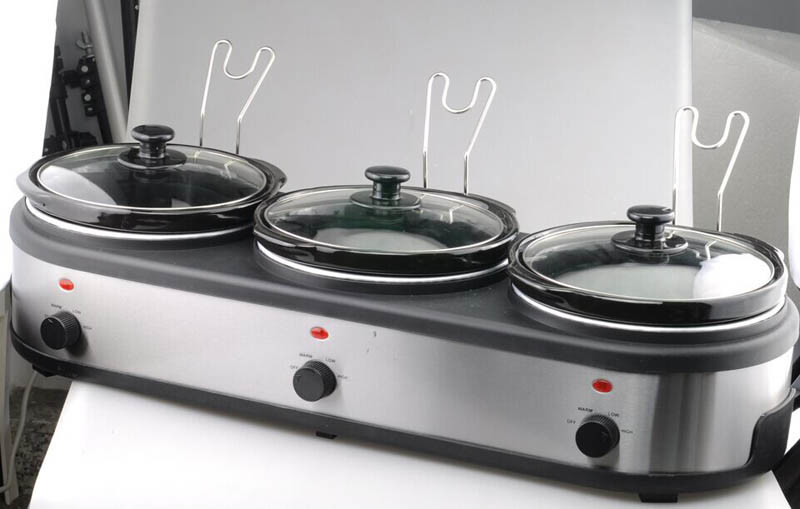 New Design Triple Slow Cooker-Three 1.6qt Capacity Round Shape