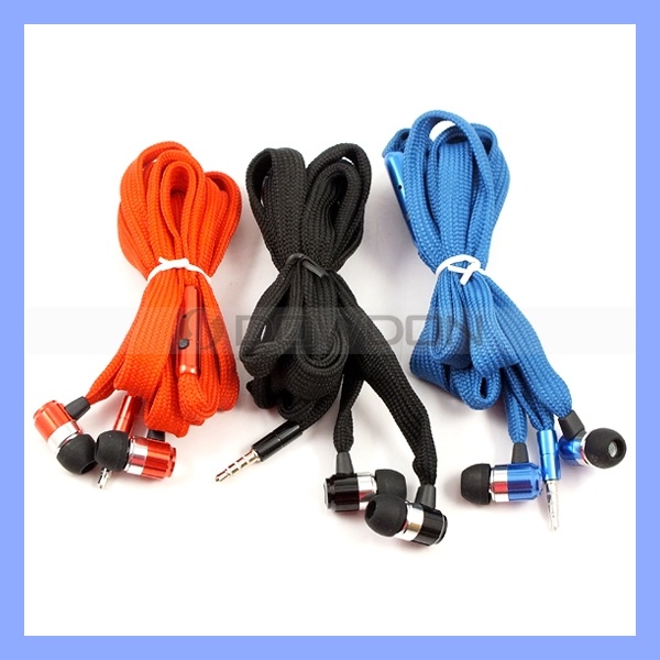 Waterproof Shoelace Stereo Earphone with Mic for Media Player MP3 MP4 Game Consoles Computer and Mobile Phones