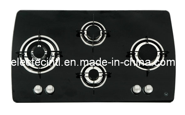 Gas Stove with 4 Burners and Tempered Black Glass Panel, Ss Water Tray, Flame Failure Device for Choice (GH-G814E)
