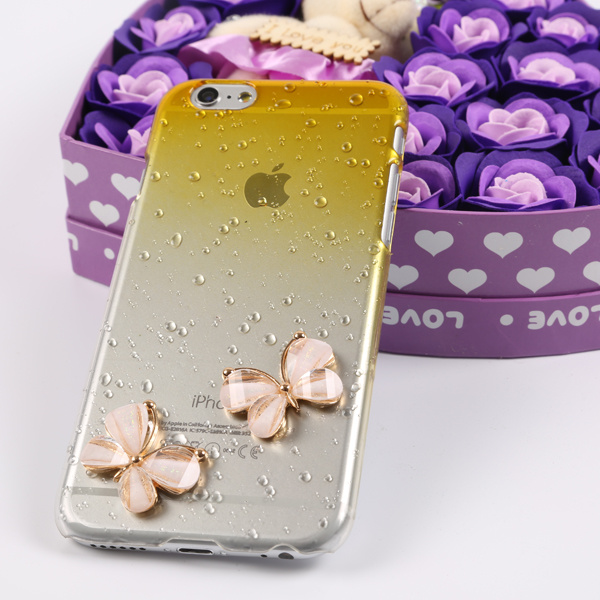 Voocase Top Quality New Arrival Yellow Butterfly Luxury Phone Cover for iPhone6 Plus