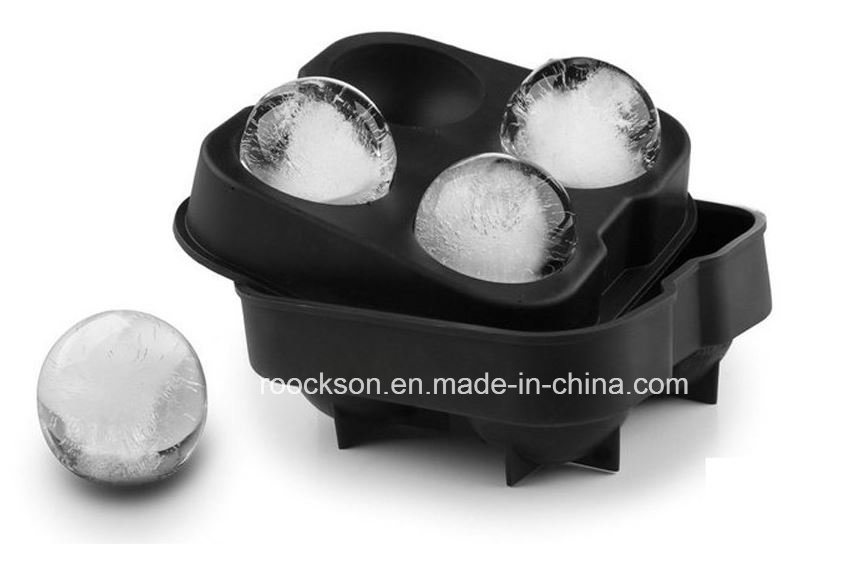 Whiskey Ice Cube Ball Maker Mold Tray 4 Sphere Wiskey Cocktails DIY