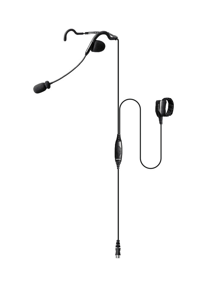 Behind-The-Head Headset with Inline Ptt & Remote Finger Ptt, Quick Disconnect Microphone