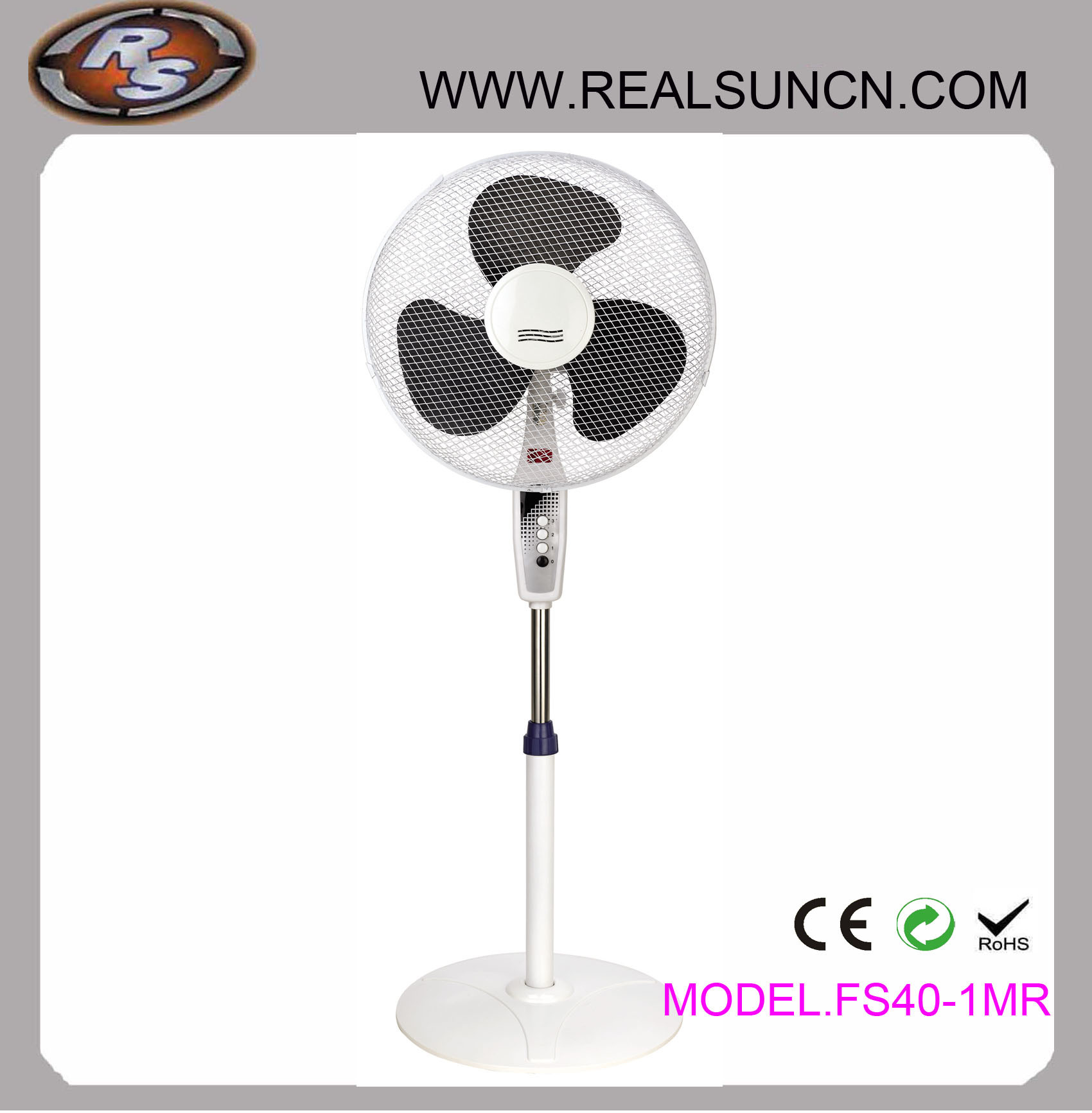 Stand Fan with Mesh Grill and Round Base Fs40-1mr