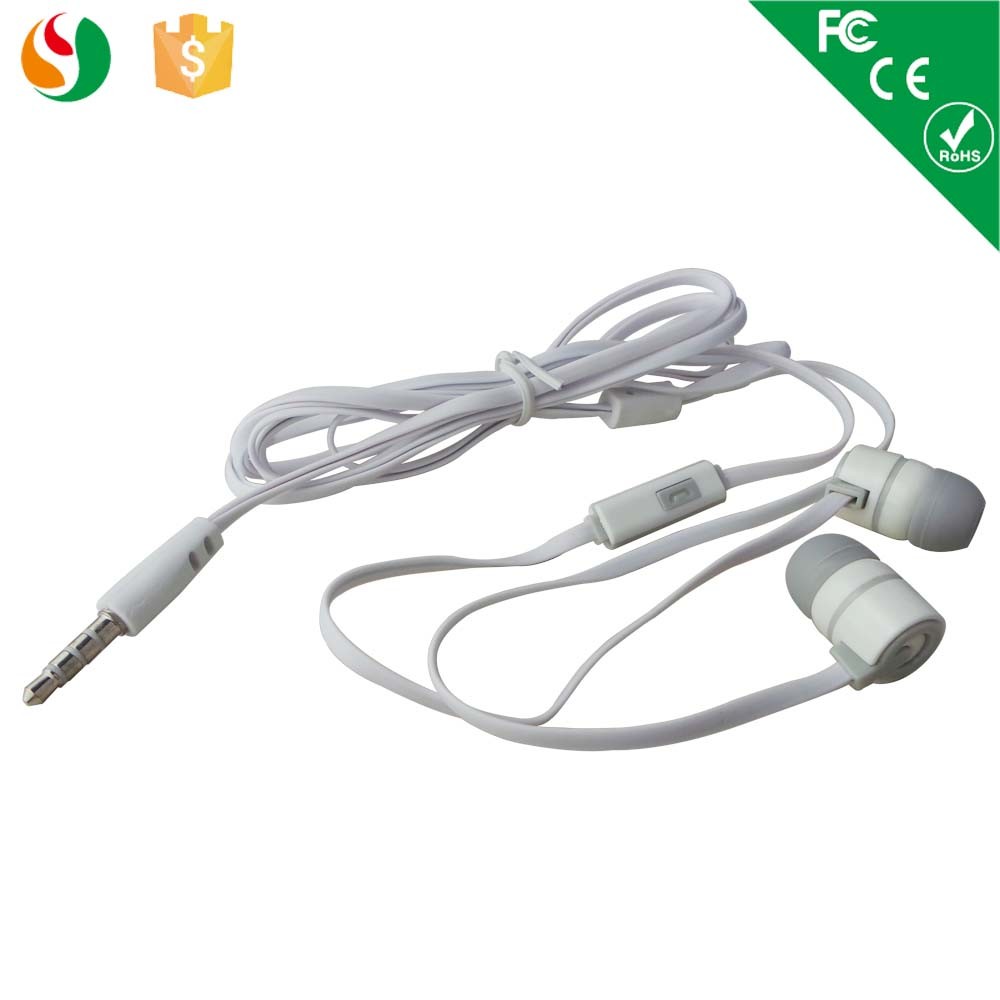 2015 Cheap Flat Cable Earphone for Mobile Phones with Mic