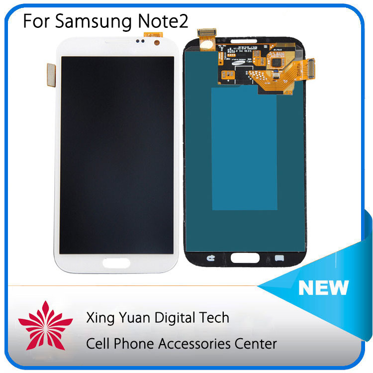 Top Quality LCD for Samsung N7100 Galaxy Note 2 II LCD Display Touch Screen Digitizer Assembly with Frame White Free Tools