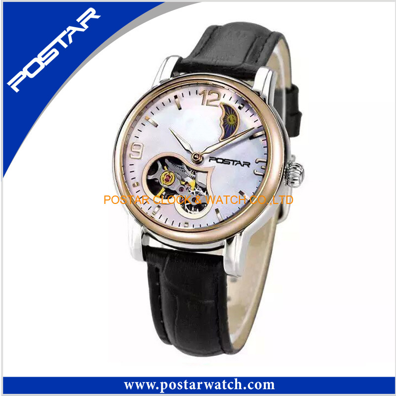 Automatic Watch with Genuine Leather Strap
