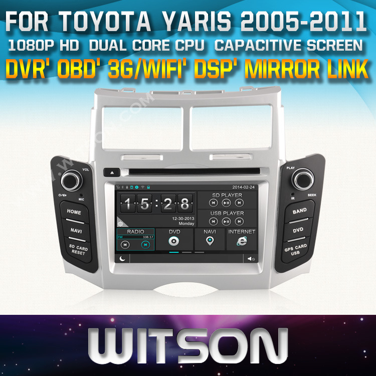 WITSON Car DVD Player for Toyota Yaris with Chipset 1080P 8g ROM WiFi 3G Internet DVR Support