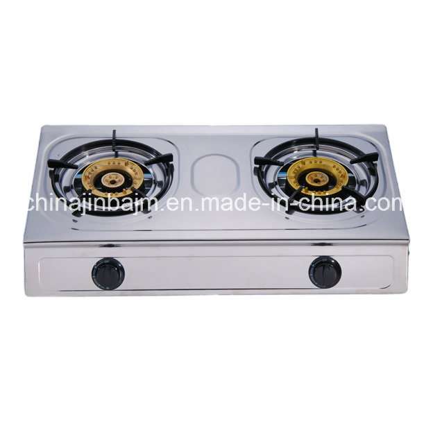 2 Burners Stainless Steel High Type 120-120 Brass Burner Cap Gas Cooker/Gas Stove