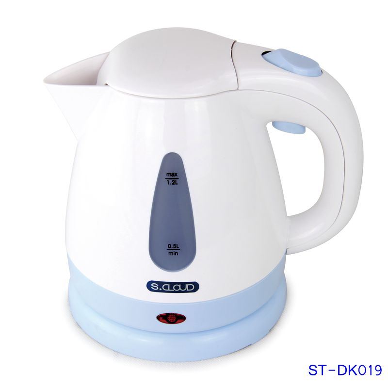 Ss-Dk019 1.2L Plastic Cordless Electrical Kettle with Hinge Lid