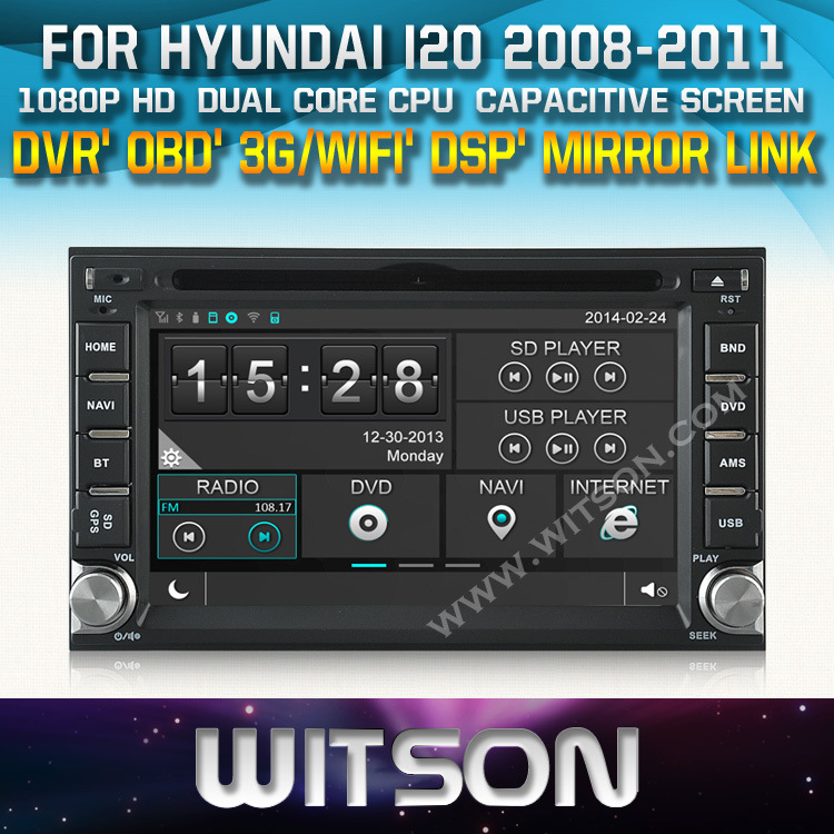 Witson Car DVD Player with GPS for Hyundai I20 (W2-D8900Y)