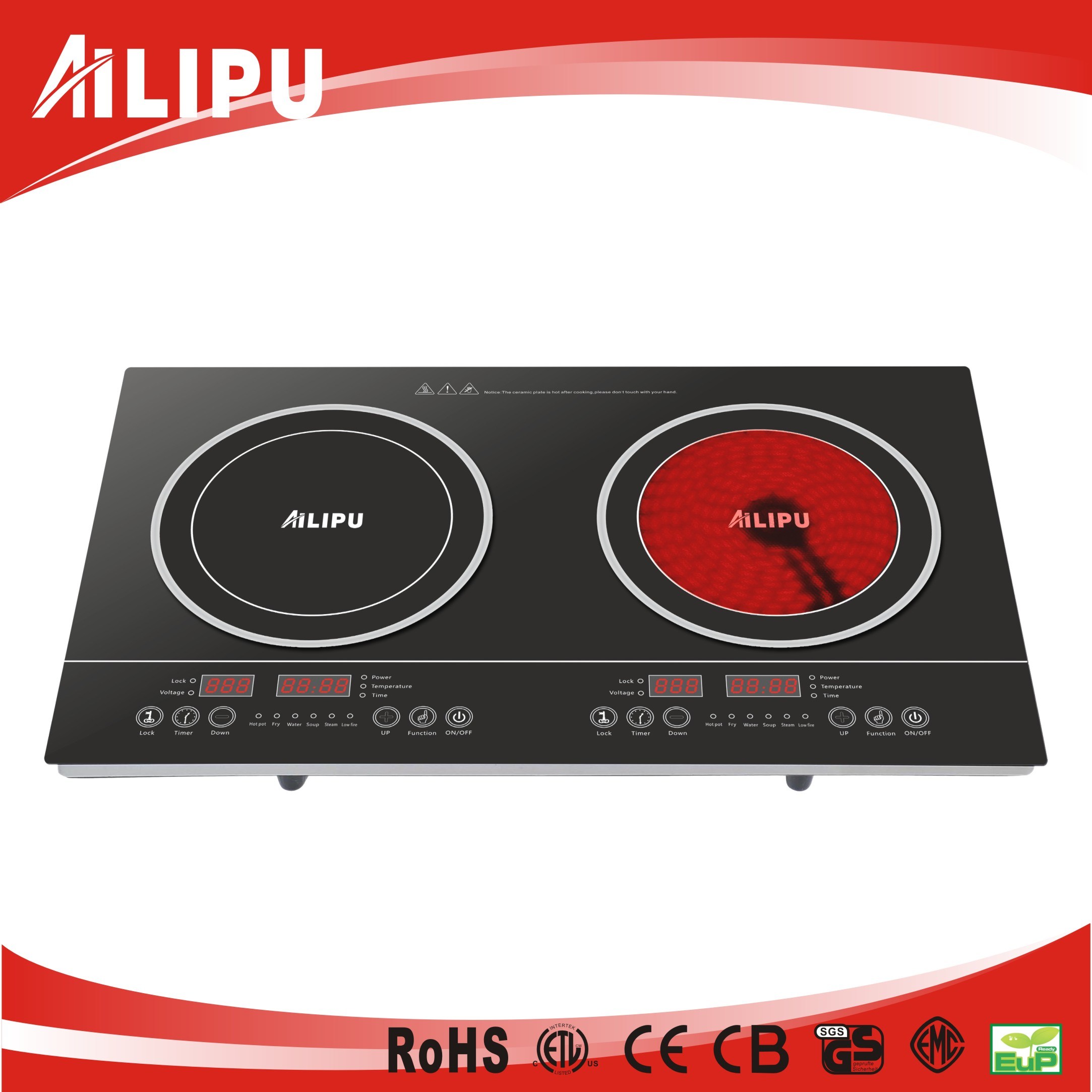 Low Price with Touching Screen Countertop Double Cooktop/Induction Infrared Cooker/Induction Cooker Vs Infrared Cooker