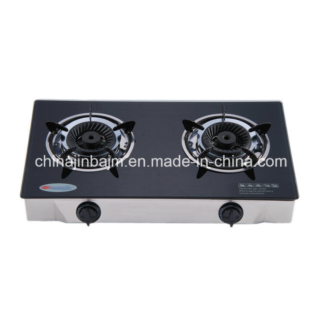 2 Burners Tempered Glass Top Brass 120mm Whirlwind Brass Burner Cooker/Gas Stove