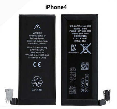 Original Battery for iPhone4/3.7V Lithium Polymer Mobile Phone Batteries for iPhone 4