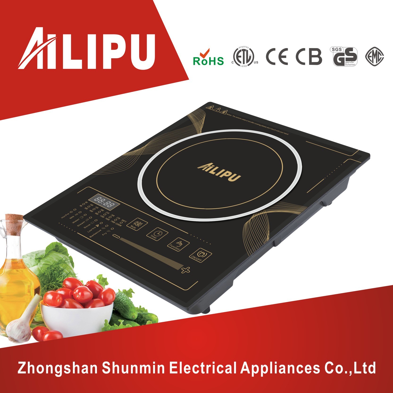 Fashionable Design Sliding Touch Control 4-Digi Display Electric Induction Cooker/Hob/Stove/Hotplates