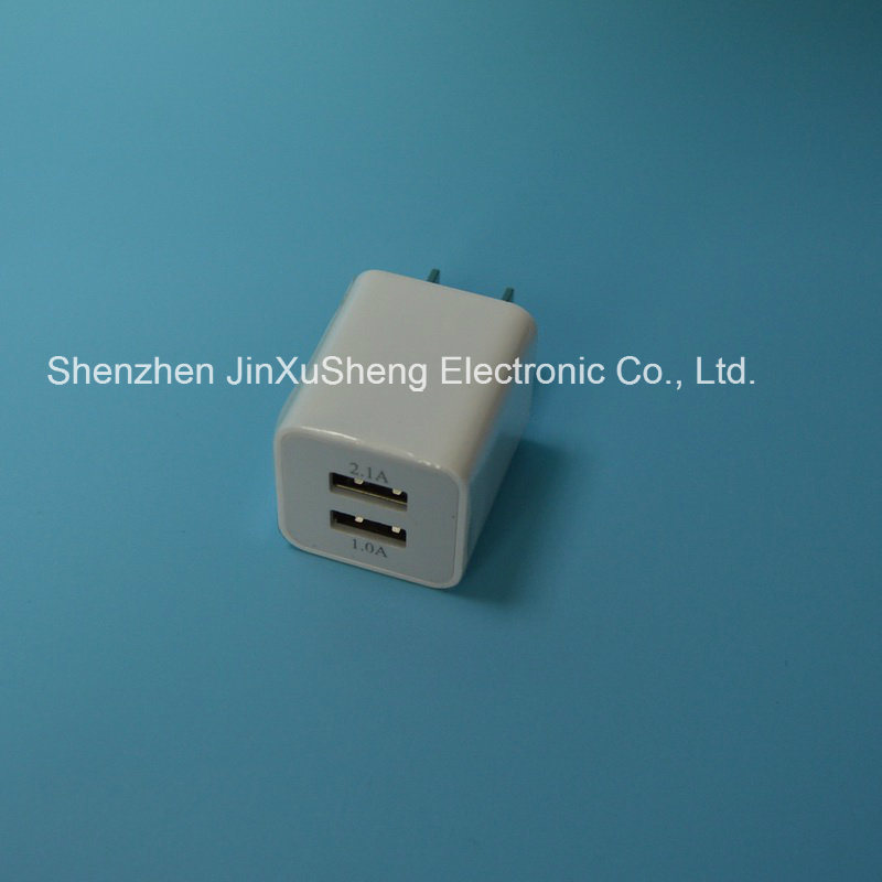 2100mA Double USB Charger for Mobile Phone and Tablet PC