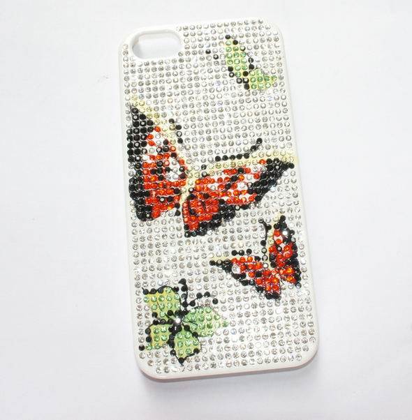 Inlaid Rhinestone Butterfly Back Cover for iPhone 5/5s (MB1055)