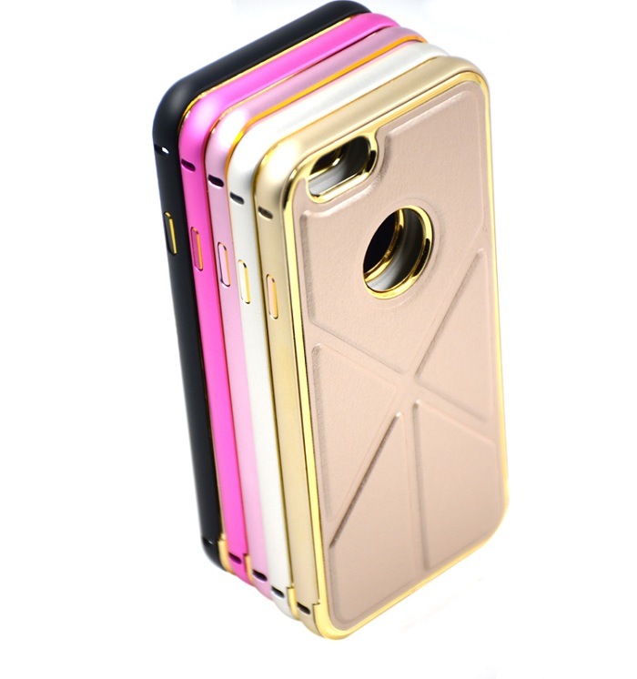 2016 Trending Products, Fashional Designed High Quality Leather+Aluminum Mobile Phone Cover with Perfect Holder for iPhone 6/6 Plus/6s/6s Plus