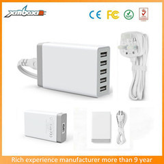 5 Port USB Charger with Us / EU/UK Plug. 30W 6A Home Travel Power Adapter