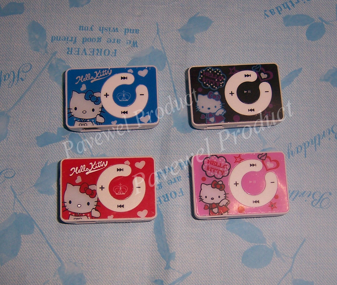 Cartoon Patterned Clip-on Digital MP3 Player with TF Card Port