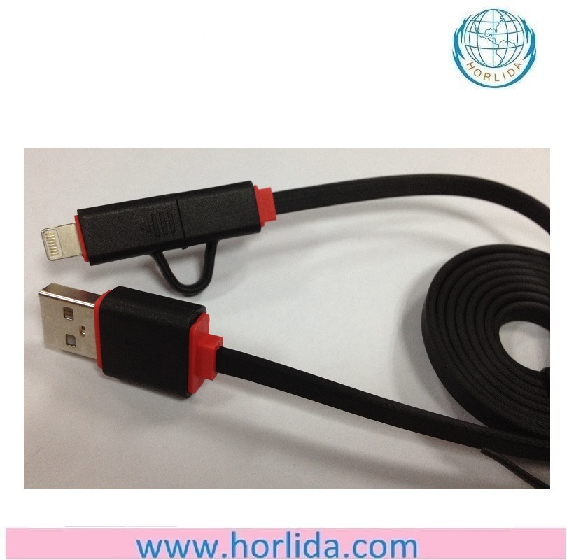 Dural Cable 2 in 1 Ios & Android USB Data Cable Charging Cord for iPhone 5 iPhone 6 Samsung Android System