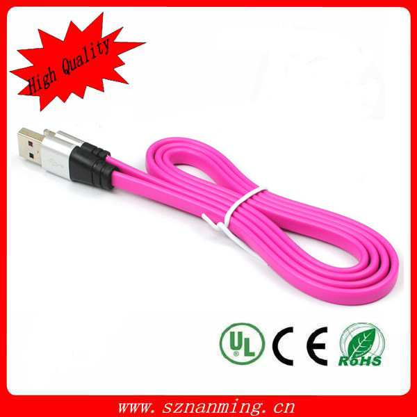 Aluminium Alloy Case USB Noodle Flat Lightning 8pin USB Cable