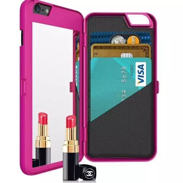 New Arrival Wallet Mirror Makeup Case Leather Phone Case for iPhone 6/6s/6 Plus