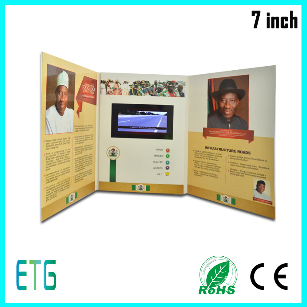 7inch LCD Screen Advertising Brochure Video Greeting Cards