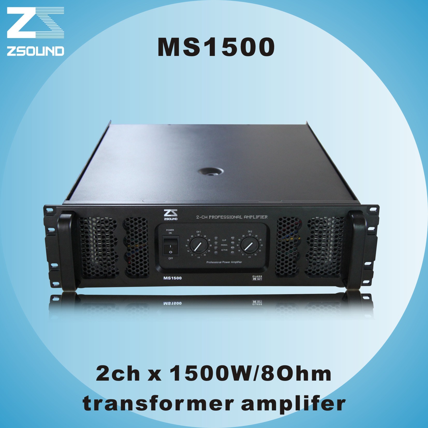 Ms1500 2chx1500W/ 8ohm Professional Amplifier