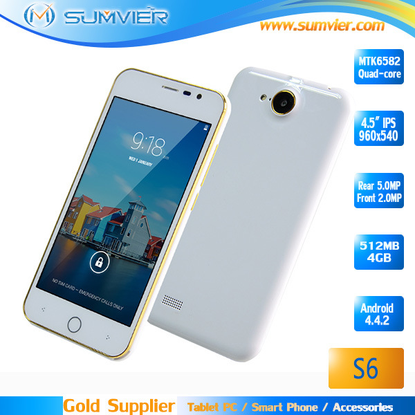 2014 Latest Design 4.5 Inch IPS Quad Core Mtk6582 Android 4.4 Mobile Phone