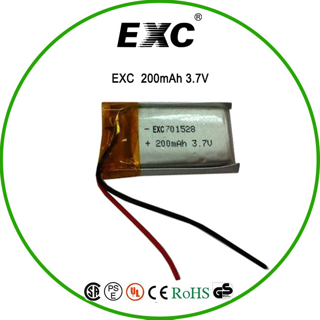 701528 Li-ion Battery 3.7V 200mAh Lithium Battery for Recorder with PCB PTC