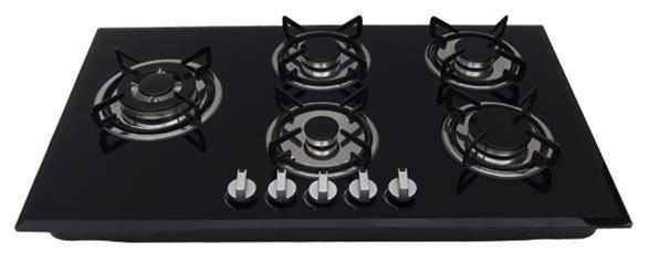 Built in Type Gas Hob with Five Burners and Tempered Glass Panel (GH-G915E)