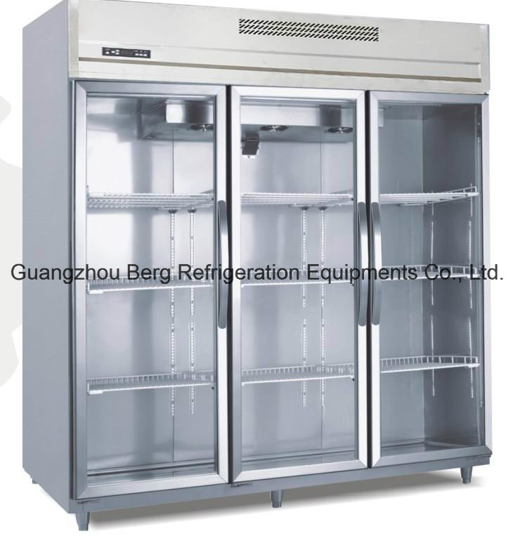 1500L R134A Stainless Steel Commercial Glass Door Refrigerator with Ce