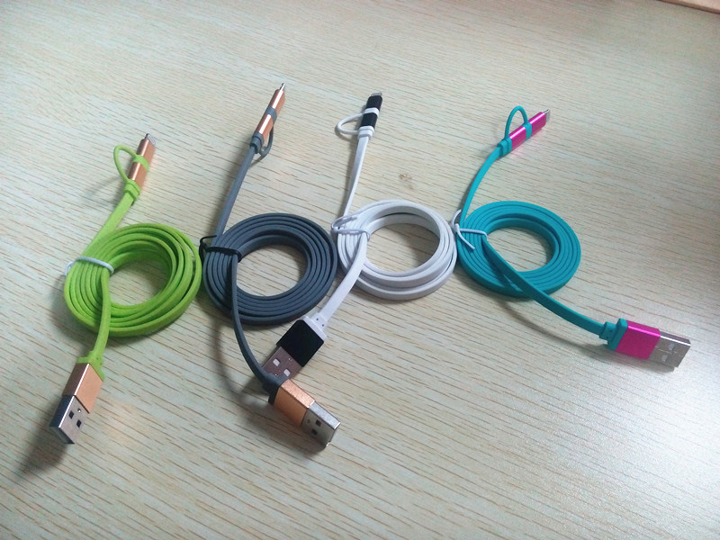 Popular 2in1 Aluminum USB Data Cable for Smartphone