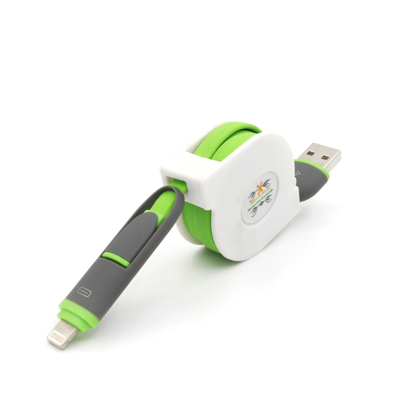 Wholesale 2in1multi-Function Retractable Sync Data Micro USB Charge Cable Wire