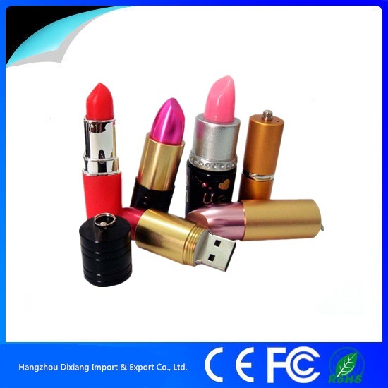 Fashionable 3D Plastic Colorful Lady Lipstick USB Flash Drive