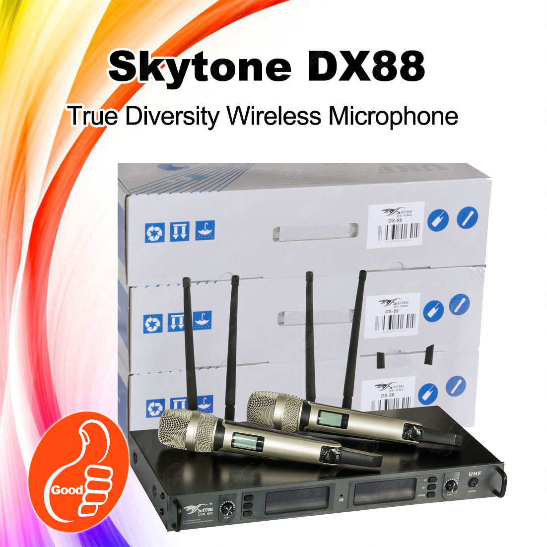 Dx-88 Skytone True Diversity Dual Handheld UHF Wireless Microphone
