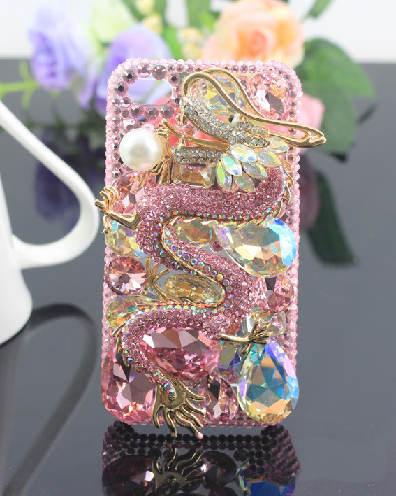 New Design! ! ! Cellular Phone Cover Luxry Bling Crystal Diamond Butterfly Bling Dragon Mobile Phone Hard Back Cover Case for iPhone 4 4G 4s 5g,