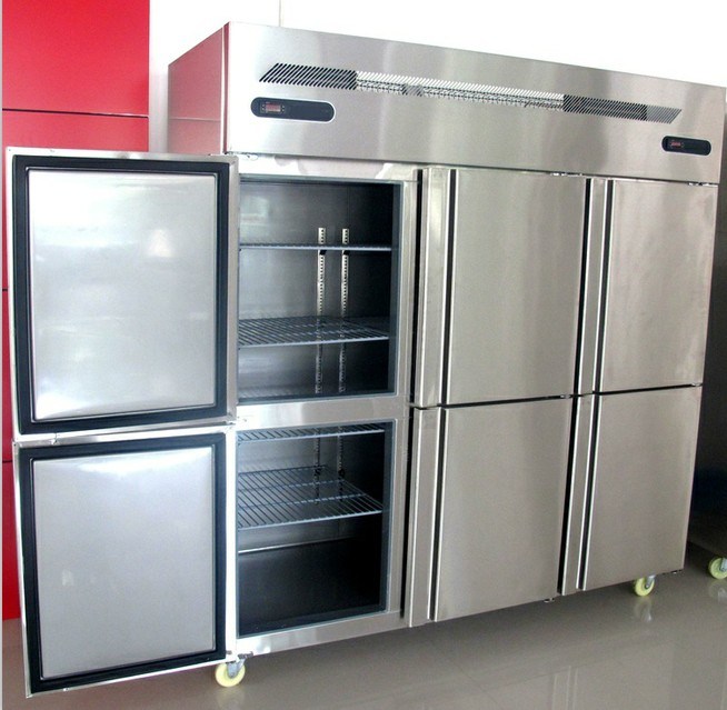 Dual Temperature Stainless Steel Freezer with Six Door