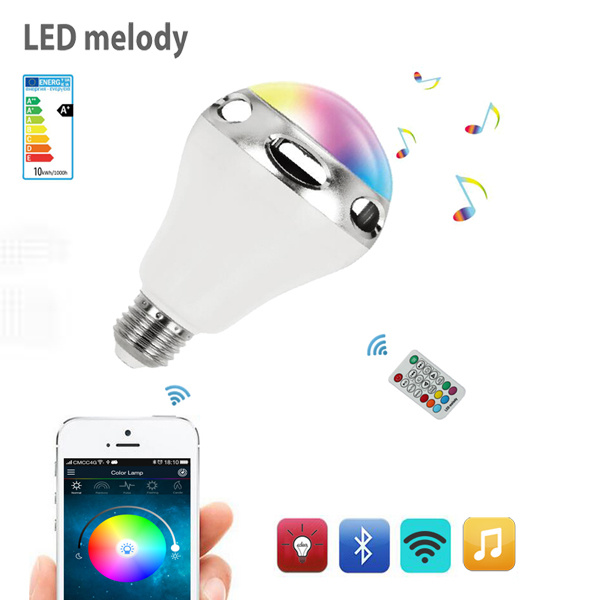 Bluetooth Smart LED Speaker Bulb Intelligent RGB Light Bulb Music Player LED Lamp APP Remote Control for Smartphones