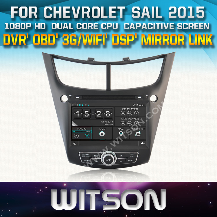 Witson Car DVD Player for Chevrolet Sail 2015 with Chipset 1080P 8g ROM WiFi 3G Internet DVR Support